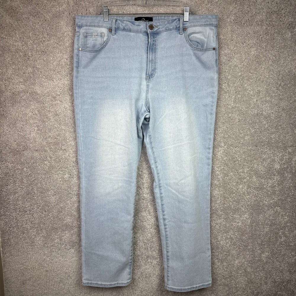 Jordache Jeans Womens Size 20 Blue High Rise Straight Stretch Denim Zip Fly